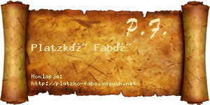 Platzkó Fabó névjegykártya
